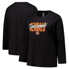 Cincinnati Bengals Women's Long Sleeve Scoop Neck T-Shirt - Black on sale