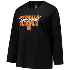 Cincinnati Bengals Women's Long Sleeve Scoop Neck T-Shirt - Black on sale