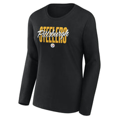 Pittsburgh Steelers Women's Long Sleeve Scoop Neck T-Shirt - Black on sale