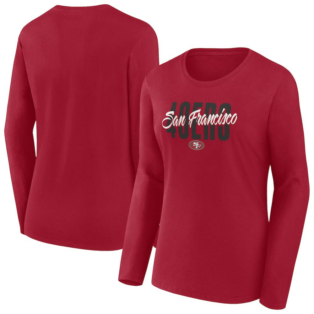 San Francisco 49ers Women's Long Sleeve Scoop Neck T-Shirt - Scarlet cheap