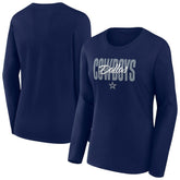 Dallas Cowboys Women's Long Sleeve Scoop Neck T-Shirt - Navy discount