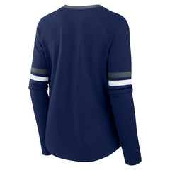 Dallas Cowboys Women's Plus Size Won & Done Lace-Up V-Neck Long Sleeve T-Shirt - Navy cheap
