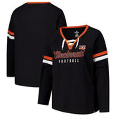Cincinnati Bengals Women's Plus Size Won & Done Lace-Up V-Neck Long Sleeve T-Shirt - Black discount