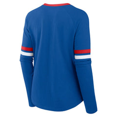 Buffalo Bills Women's Plus Size Won & Done Lace-Up V-Neck Long Sleeve T-Shirt - Royal outlet