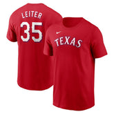 Jack Leiter Texas Rangers Fuse Name & Number T-Shirt - Red | Nike