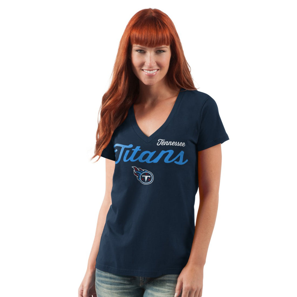 Tennessee Titans G-III 4Her by Carl Banks Women's Post Season V-Neck T-Shirt - Navy discount