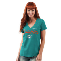 Miami Dolphins G-III 4Her by Carl Banks Women's Post Season V-Neck T-Shirt - Aqua online
