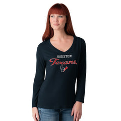 Houston Texans G-III 4Her by Carl Banks Women's Post Season Long Sleeve V-Neck T-Shirt - Navy discount