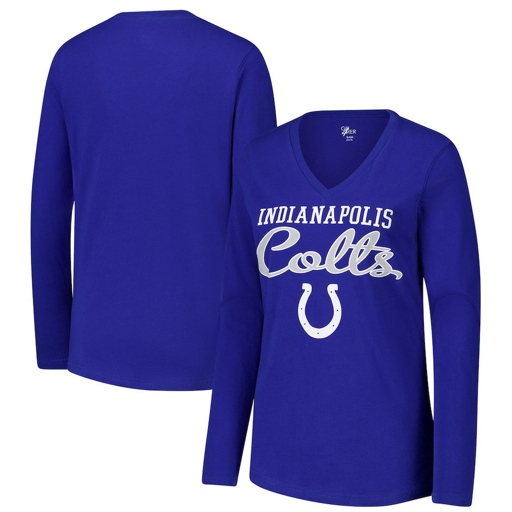 Indianapolis Colts G-III 4Her by Carl Banks Women's Post Season Long Sleeve V-Neck T-Shirt - Royal on sale
