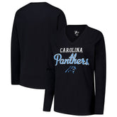 Carolina Panthers G-III 4Her by Carl Banks Women's Post Season Long Sleeve V-Neck T-Shirt - Black sale
