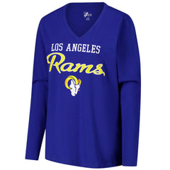 Los Angeles Rams G-III 4Her by Carl Banks Women's Post Season Long Sleeve V-Neck T-Shirt - Royal outlet