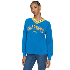 Los Angeles Chargers Tommy Hilfiger Women's Alice V-Neck Pullover Sweatshirt - Powder Blue outlet