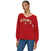 San Francisco 49ers Tommy Hilfiger Women's Alice V-Neck Pullover Sweatshirt - Scarlet online