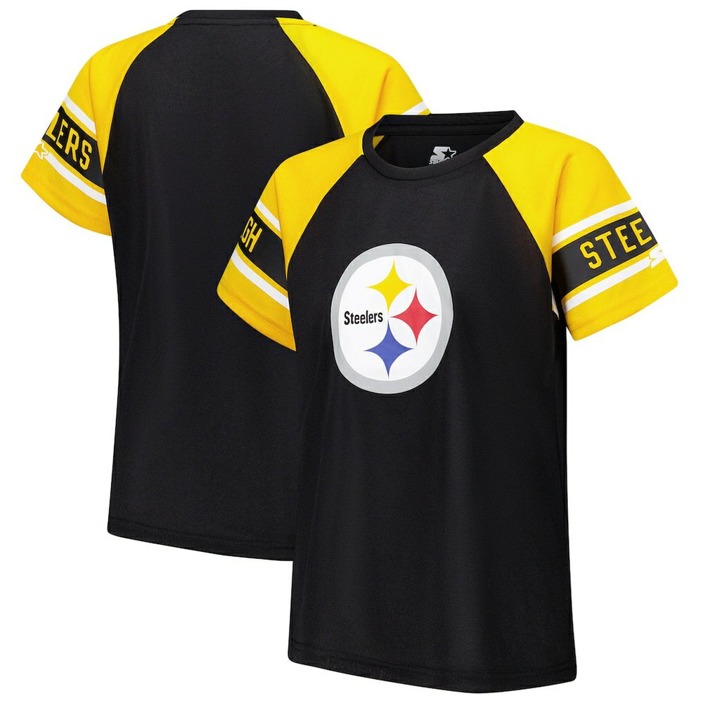 Pittsburgh Steelers Starter Women's 1st Rounder Color Block Raglan Top - Black discount