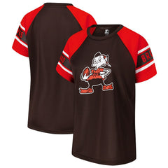 Cleveland Browns Starter Women's 1st Rounder Color Block Raglan Top - Brown outlet