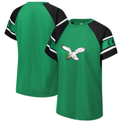 Philadelphia Eagles Starter Women's 1st Rounder Color Block Raglan Top - Kelly Green for sale