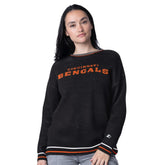 Cincinnati Bengals Starter Women's Oversized On the Ball Intarsia Knit Pullover Sweater - Black cheap