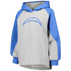 Los Angeles Chargers DKNY Sport Women's Joy Cropped Raglan Pullover Hoodie - Gray/Powder Blue outlet