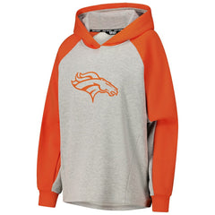 Denver Broncos DKNY Sport Women's Joy Cropped Raglan Pullover Hoodie - Gray/Orange cheap