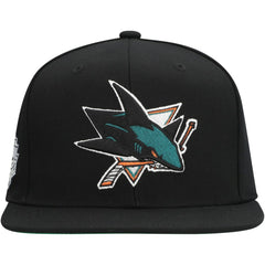 San Jose Sharks Mitchell & Ness Core Top Spot Snapback Hat Black