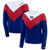 New York Giants WEAR by Erin Andrews Women's Chevron Tri-Blend Long Sleeve T-Shirt - Royal/Red sale