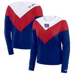 New York Giants WEAR by Erin Andrews Women's Chevron Tri-Blend Long Sleeve T-Shirt - Royal/Red sale