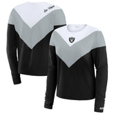 Las Vegas Raiders WEAR by Erin Andrews Women's Chevron Tri-Blend Long Sleeve T-Shirt - Black/Silver on sale