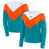 Miami Dolphins WEAR by Erin Andrews Women's Chevron Tri-Blend Long Sleeve T-Shirt - Aqua/Orange cheap