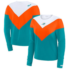 Miami Dolphins WEAR by Erin Andrews Women's Chevron Tri-Blend Long Sleeve T-Shirt - Aqua/Orange cheap
