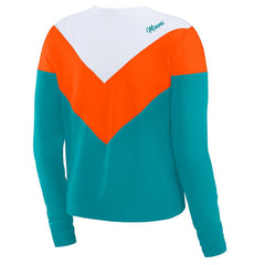 Miami Dolphins WEAR by Erin Andrews Women's Chevron Tri-Blend Long Sleeve T-Shirt - Aqua/Orange cheap