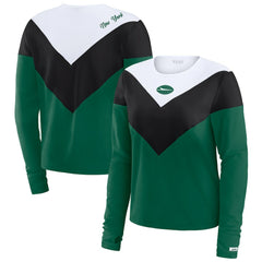 New York Jets WEAR by Erin Andrews Women's Chevron Tri-Blend Long Sleeve T-Shirt - Green/Black outlet