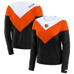 Cincinnati Bengals WEAR by Erin Andrews Women's Plus Size Chevron Tri-Blend Long Sleeve T-Shirt - Black/Orange sale