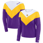 Minnesota Vikings WEAR by Erin Andrews Women's Plus Size Chevron Tri-Blend Long Sleeve T-Shirt - White/Gold discount
