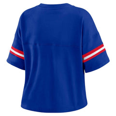 Buffalo Bills WEAR by Erin Andrews Women's Plus Size Color Block Boxy V-Neck T-Shirt - Royal online