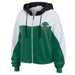 New York Jets WEAR by Erin Andrews Women's Color Block Full-Zip Hoodie - Green/White cheap