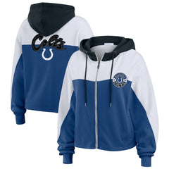 Indianapolis Colts WEAR by Erin Andrews Women's Plus Size Color Block Full-Zip Hoodie - Royal for sale