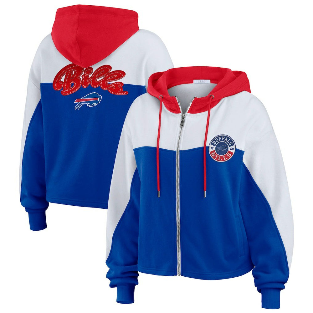 Buffalo Bills WEAR by Erin Andrews Women's Plus Size Color Block Full-Zip Hoodie - Royal cheap