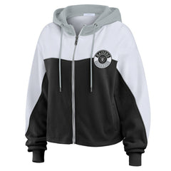 Las Vegas Raiders WEAR by Erin Andrews Women's Plus Size Color Block Full-Zip Hoodie - Black for sale