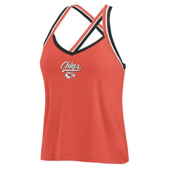 Kansas City Chiefs WEAR by Erin Andrews Women's Cross Strap Tri-Blend Tank Top - Red for sale