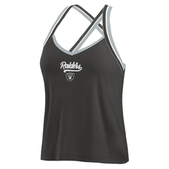 Las Vegas Raiders WEAR by Erin Andrews Women's Cross Strap Tri-Blend Tank Top - Black on sale