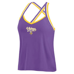 Minnesota Vikings WEAR by Erin Andrews Women's Cross Strap Tri-Blend Tank Top - Purple for sale