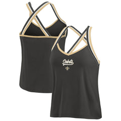 New Orleans Saints WEAR by Erin Andrews Women's Cross Strap Tri-Blend Tank Top - Black for sale