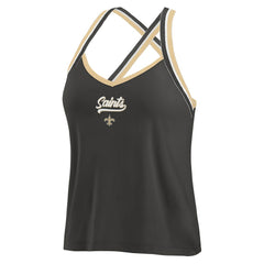 New Orleans Saints WEAR by Erin Andrews Women's Cross Strap Tri-Blend Tank Top - Black for sale
