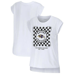 Baltimore Ravens WEAR by Erin Andrews Women's Checker Muscle Tank Top - White sale