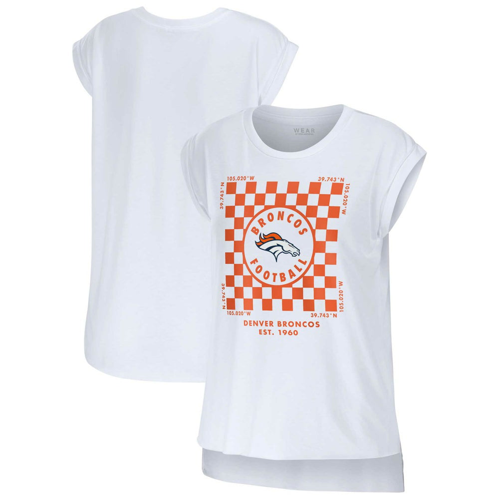 Denver Broncos WEAR by Erin Andrews Women's Checker Muscle Tank Top - White online