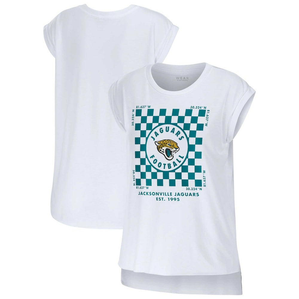 Jacksonville Jaguars WEAR by Erin Andrews Women's Checker Muscle Tank Top - White outlet