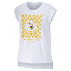 Minnesota Vikings WEAR by Erin Andrews Women's Checker Muscle Tank Top - White sale