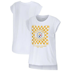 Pittsburgh Steelers WEAR by Erin Andrews Women's Checker Muscle Tank Top - White outlet