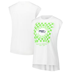 Seattle Seahawks WEAR by Erin Andrews Women's Checker Muscle Tank Top - White on sale