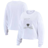 Las Vegas Raiders WEAR by Erin Andrews Women's Postcard Cropped Long Sleeve Top - White on sale